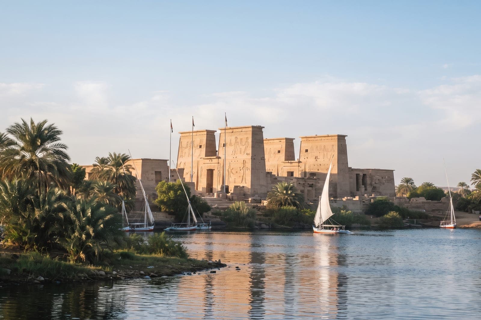Colonnade du temple de Philae sur l'île d'Agilkia à Assouan