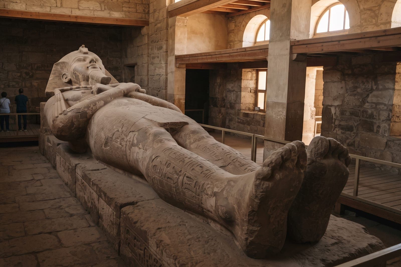 Colosse couché de Ramsès II dans le musée en plein air de Memphis