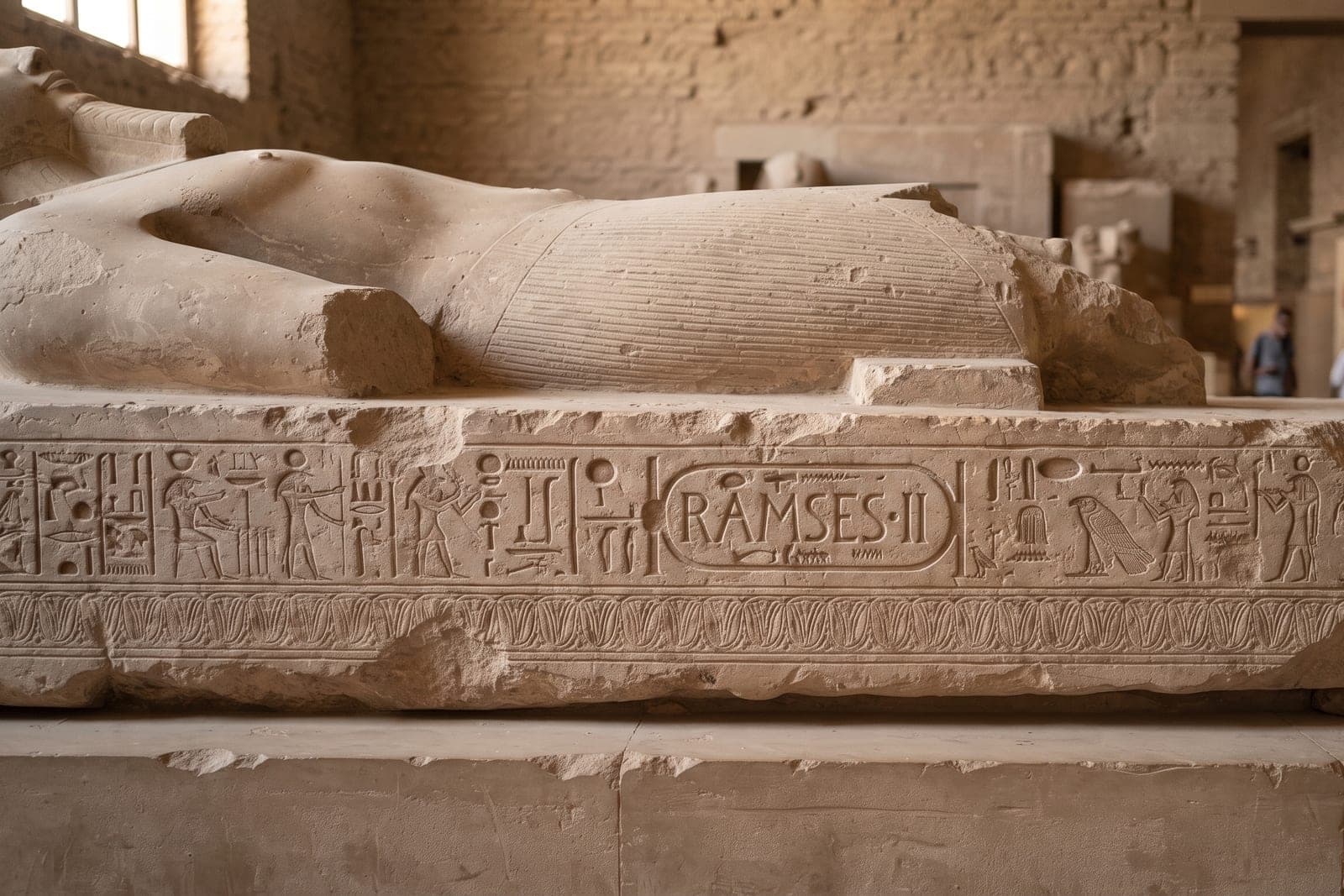 La pyramide à degrés de Djéser vue depuis la cour du complexe funéraire de Saqqarah