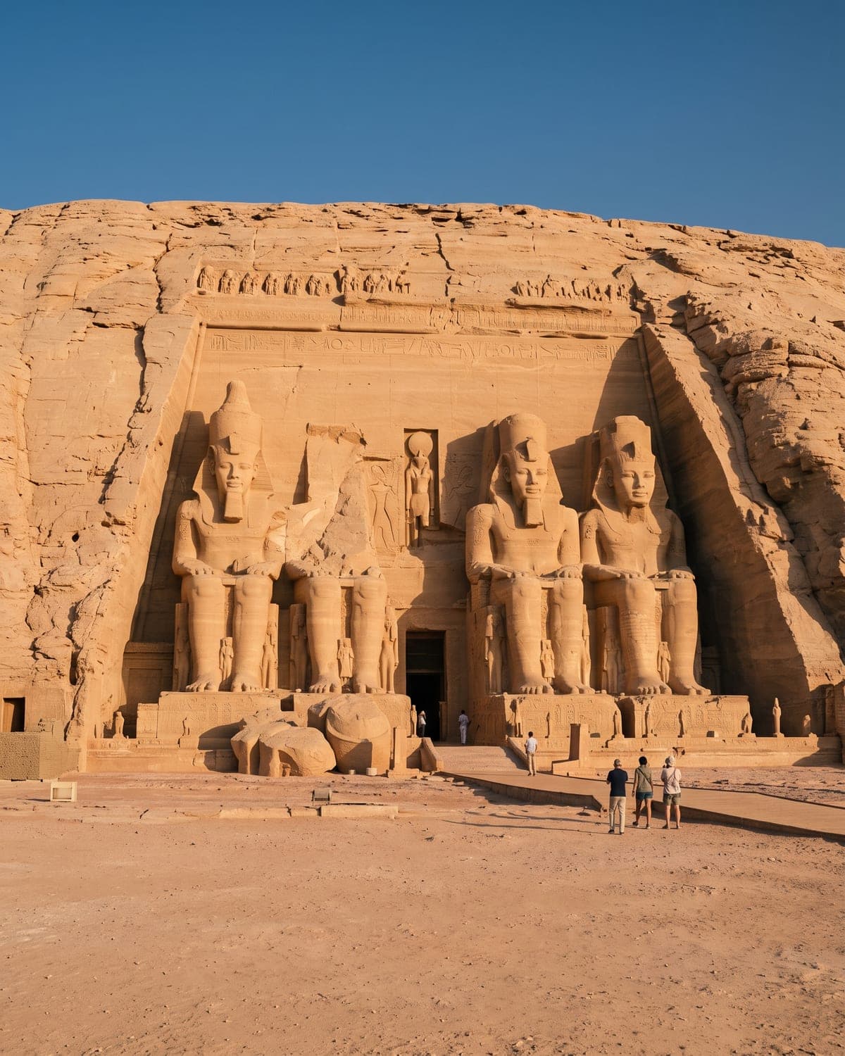Les quatre colosses de Ramsès II à la façade du temple d’Abou Simbel